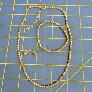 Carisma Gold & Silver Tone Beads 16" + 2" Necklace 7" Bracelet & Earrings Set